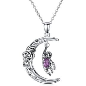 Plesitep Sloth Necklace Sterling Silver Sloth Pendant Necklace Sloth Jewelry Gift for Women Girls, Sterling Silver, crystal in Kuwait
