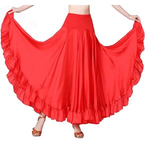 Leemiman Women Elegant Ballroom Dancing Skirt Latin Dance Party Long Swing Full Skirt