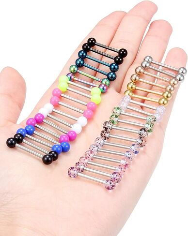 Gadeaila 14G حلقات الحلمة الفولاذ المقاوم للصدأ درع مستقيم الحديد تشيكوسلوفاكيا أوبال يتوهج في الظلام بريق الحلمة حلقات اللسان ثقب الجسم المجوهرات التجنيب للنساء والرجال 14 مم 9/16 بوصة مزيج الألوان in Kuwait