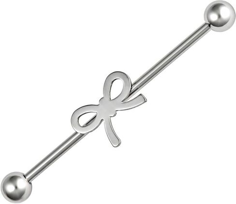 Forbidden Body Jewelry 14g Surgical Steel 35mm (1 3/8 Inch) Ribbon Bow Industrial Piercing Barbell in Saudi Arabia