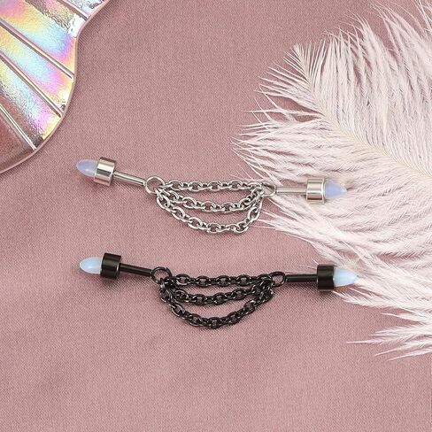 Longbeauty 14G الصناعية ثقب المجوهرات الفولاذ المقاوم للصدأ الأقراط الصناعية للنساء الرجال سلسلة استرخى الغضروف اللولب الزنمة ثقب المجوهرات الصناعية الحدائد in Kuwait