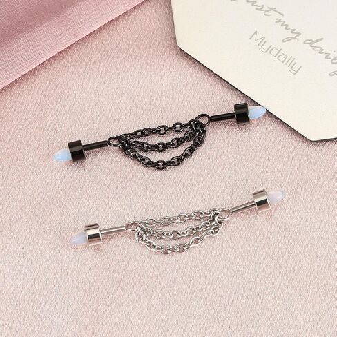 Longbeauty 14G الصناعية ثقب المجوهرات الفولاذ المقاوم للصدأ الأقراط الصناعية للنساء الرجال سلسلة استرخى الغضروف اللولب الزنمة ثقب المجوهرات الصناعية الحدائد in Kuwait