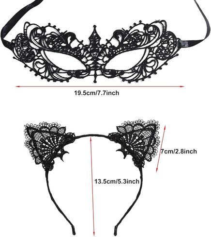 عصابة رأس KADBLE للسيدات والفتيات المثيرة من الدانتيل على شكل آذان القطط وقناع تنكر فاخر لحفلات المكياج التنكرية in Kuwait