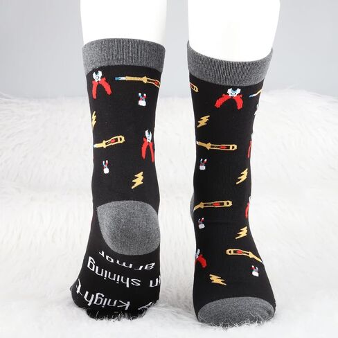 MBMSO Electrical Lineman Gifts 2 Pairs Electrician Socks Funny Electrician Gifts My Knight in Shining Armor Lineman Socks in Saudi Arabia
