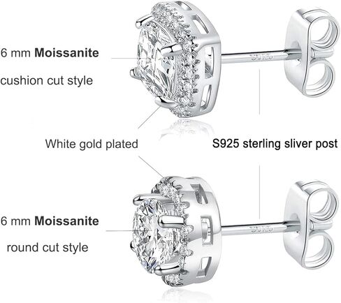اقراط مرصعة بحجر الزركونيا المكعب المربع المطلي بالذهب الابيض عيار 18 قيراط (زوجين) in Kuwait