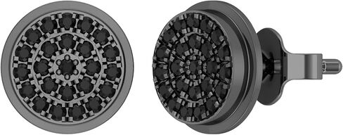 Dazzlingrock Collection Round Diamond Double Halo Style Pushback (Unisex) Stud Earring in Black or Blue Plated 925 Sterling Silver in Saudi Arabia