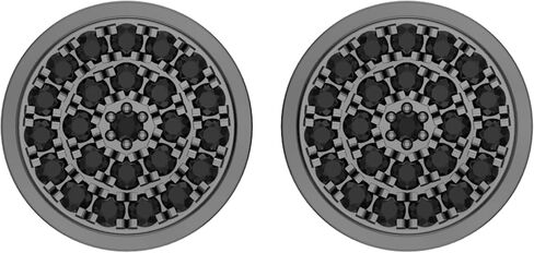Dazzlingrock Collection Round Diamond Double Halo Style Pushback (Unisex) Stud Earring in Black or Blue Plated 925 Sterling Silver in Saudi Arabia