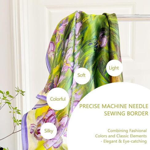 100% Pure Mulberry Silk Scarfs Neck Scarf for Women Medium Square Scarf Neckerchief Girl Silk Hair Scarf 27" x 27" in Saudi Arabia