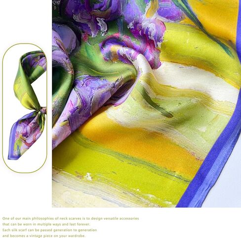 100% Pure Mulberry Silk Scarfs Neck Scarf for Women Medium Square Scarf Neckerchief Girl Silk Hair Scarf 27" x 27" in Saudi Arabia