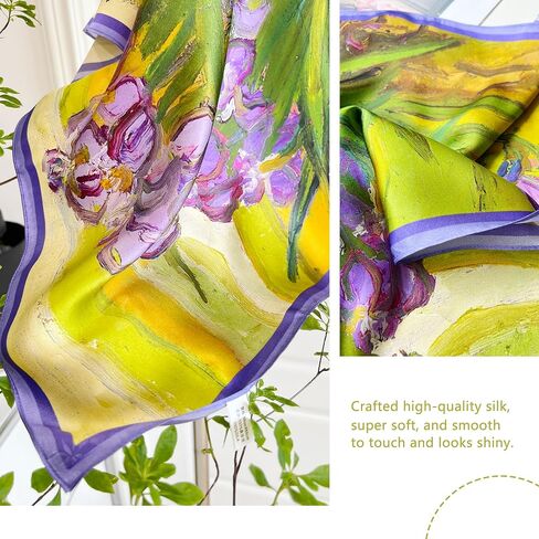 100% Pure Mulberry Silk Scarfs Neck Scarf for Women Medium Square Scarf Neckerchief Girl Silk Hair Scarf 27" x 27" in Saudi Arabia