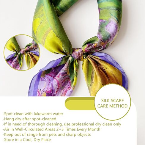 100% Pure Mulberry Silk Scarfs Neck Scarf for Women Medium Square Scarf Neckerchief Girl Silk Hair Scarf 27" x 27" in Saudi Arabia