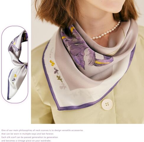 100% Pure Mulberry Silk Scarfs Neck Scarf for Women Medium Square Scarf Neckerchief Girl Silk Hair Scarf 27" x 27" in Saudi Arabia
