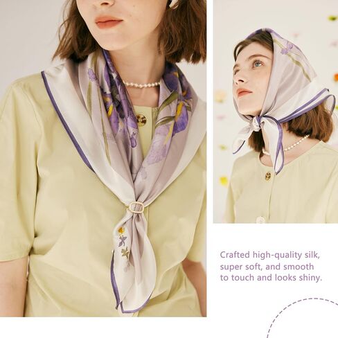 100% Pure Mulberry Silk Scarfs Neck Scarf for Women Medium Square Scarf Neckerchief Girl Silk Hair Scarf 27" x 27" in Saudi Arabia