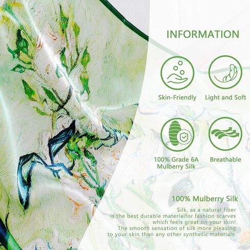 100% Pure Mulberry Silk Scarfs Neck Scarf for Women Medium Square Scarf Neckerchief Girl Silk Hair Scarf 27" x 27" in Saudi Arabia
