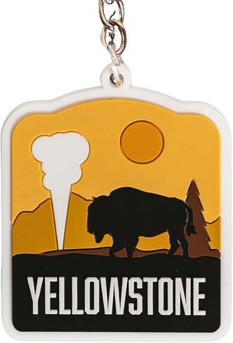 Vagabond Heart Yellowstone Keychain - PVC Rubber Yellowstone National Park Key Ring - Souvenir Keyfob in Saudi Arabia