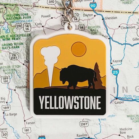 Vagabond Heart Yellowstone Keychain - PVC Rubber Yellowstone National Park Key Ring - Souvenir Keyfob in Saudi Arabia