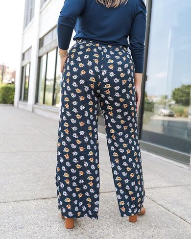 The Drop Women's Navy Floral Print Wide Leg Pants by @caralynmirand in Saudi Arabia