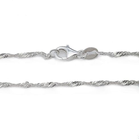 925 Sterling Silver 1.2 MM Singapore Italian Chain Necklace with Lobster Claw Clasp 16-30" in Saudi Arabia