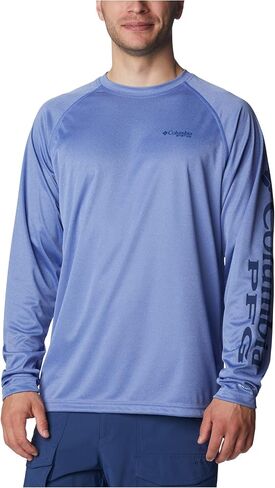 Columbia Men's Standard Terminal Tackle Long Sleeve Shirt, Violet Sea Heather/Carbon Logo, Small in Saudi Arabia