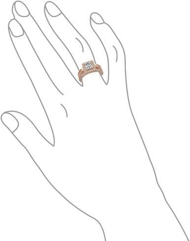 Art Deco Vintage Style 1CT Square Simulated Blue Sapphire Solitaire Cubic Zirconia Brilliant Princess Cut Halo AAA CZ Pave Anniversary Engagement Wedding Band Ring Set Rose Gold .925 Sterling Silver in Saudi Arabia
