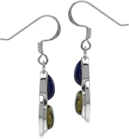 Silvershake Genuine Cabochon Stones 925 Sterling Silver Contemporary Geometric Earrings Pendant Jewelry for Women in Saudi Arabia