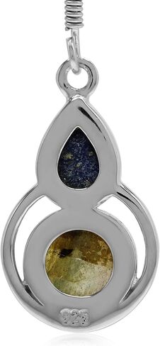 Silvershake Genuine Cabochon Stones 925 Sterling Silver Contemporary Geometric Earrings Pendant Jewelry for Women in Saudi Arabia