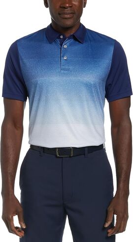 PGA TOUR Men's Double Knit Print Short Sleeve Golf Polo Shirt with Sun Protection in Saudi Arabia