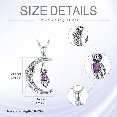 Plesitep Sloth Necklace Sterling Silver Sloth Pendant Necklace Sloth Jewelry Gift for Women Girls, Sterling Silver, crystal in Kuwait