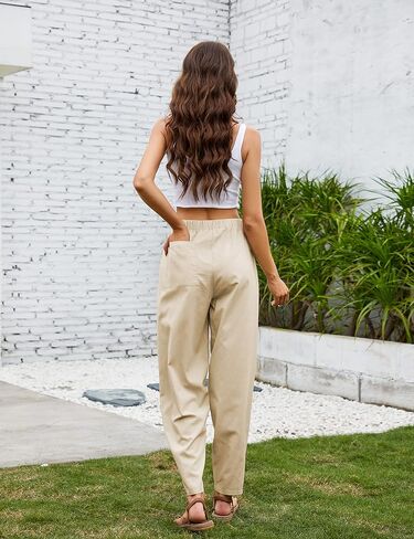 Qiaomai Womens Cotton Blend Harem Beach Lightweight Tapered Baggy Pants Summer in Saudi Arabia
