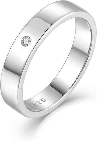 Solitaire Cubic Zirconia 4MM Wedding Rings for Men,925 Sterling Silver Statement Rings for Anniversary Engagement, Size 7-12 in Saudi Arabia