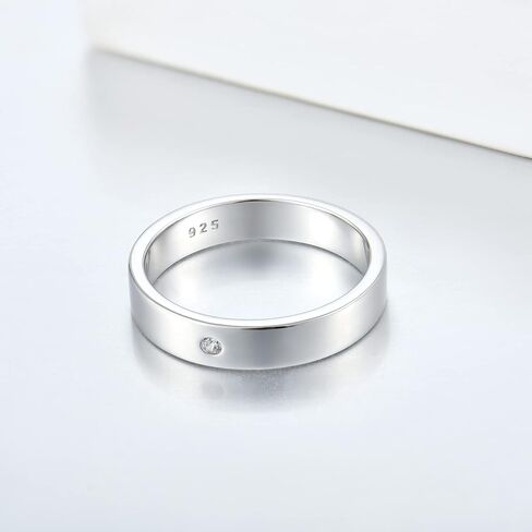 Solitaire Cubic Zirconia 4MM Wedding Rings for Men,925 Sterling Silver Statement Rings for Anniversary Engagement, Size 7-12 in Saudi Arabia