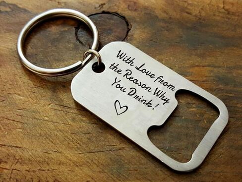 هدية لسائقي البيرة مع الحب من سبب لماذا تشرب فتاحة زجاجات سلسلة المفاتيح هدية عيد الحب للزوج والصديق هدايا عيد الأب من ابنة in Kuwait