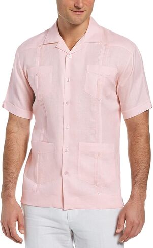 Cubavera Men's 100% Linen Four-Pocket Short Sleeve Button-Down Guayabera Shirt (Size Small - 5X) in Kuwait