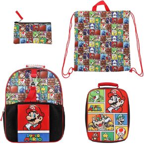 Super Mario Brothers 5-Piece Backpack & Lunchbox Set