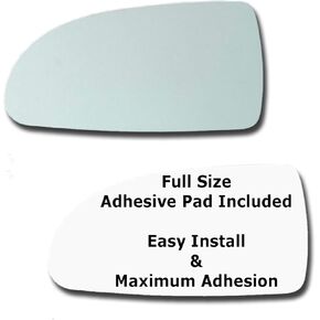 Mirror Glass + Full Size Adhesive Pad for 2007-2009 Hyundai Elantra Driver Side Replacement (2007 2008 2009 07 08 09)