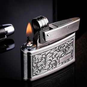 Vintage Trench Lighter,Handmade Cool Lighters for Smoking,Reusable Antique Windproof Cigarette Lighter,Novelty Soft Flame Kerosene Lighter for Collection Decorative Gift Present (Golden)