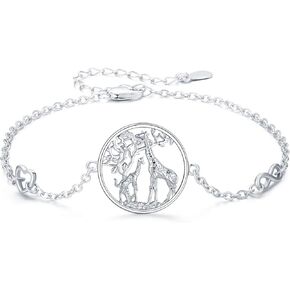 JUSTKIDSTOY Animal Bracelet for Women 925 Sterling Silver Giraffe Bracelet/Flamingo Bracelet Infinity Love Heart Adjustable Chain for Mom Girlfriend Mother's Day