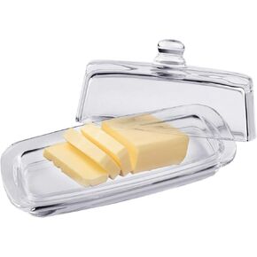 Bezrat Glass Butter Dish | Premium Butter Dish with Lid and Easy Grip Handle | Easy to Use and 100% Food Safe - Dishwasher Safe | Classic Addition