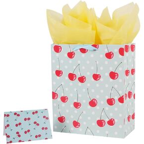 حقيبة هدايا الكرز مقاس 8 بوصات مع مناديل تغليف للنساء والفتيات في عيد ميلاد صغير in Kuwait