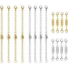 16pcs Magnetic Necklace Extenders for Women, Adjustable Chain Extension Locking Magnetic Jewelry Clasps and Closures Lobster Clasp Jewelry Making Accessories for Bracelets Anklets