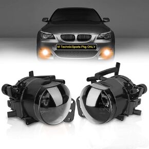 TangMiGe Fog Lights Lamps for 2004-2010 BMW 5 Series (E60 E61, 525i 525xi 528i 528xi 530i 530xi 535i 535xi 545i 550i), All For M-package/Technik Sports Package Bumper Models Only, 1 Pair, Smoke Lens