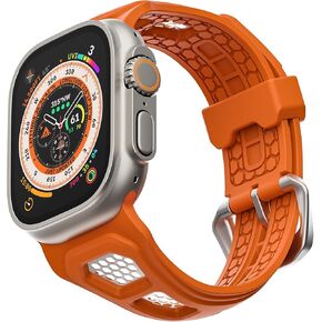ULTIMAL Compatible with Apple Watch Band 49mm/45mm/44mm/42mm, Rugged Sports Strap with Breathable Hollowing Stainless Steel Design for iWatch Ultra 2/1 Series 9/8/7/6/5/4/3/2/1/SE/SE2…