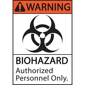 Zing Green Products 1924 Recycled Plastic "Warning Biohazard Authorized Personnel Only" Safety Sign, 10" Length, 7" Width, Black,Orange, White