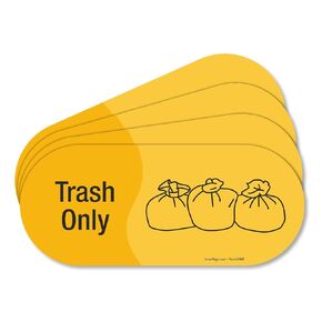 SmartSign (Pack of 4) 3.75 x 9 inch “Trash Only - Basura Solamente" Bilingual Sticker Labels with Symbol, 5 mil Laminated Polyester with SuperStick Adhesive, Yellow and Black