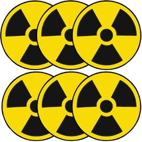 6 Pcs Radiation Nuclear Symbol Danger Safety Warning Sign Stickers - Self Adhesive Vinyl - 8 cm x 8 cm