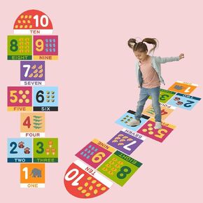IARTTOP Handprint Footprint Hopscotch Game Floor Sticker,Colorful Hand & Foot Hopscotch Decal for Classroom Nursery Kids Room Decor,Indoor Active Games