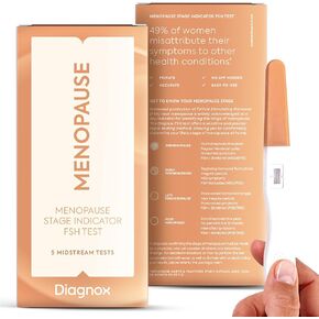 DIAGNOX FSH Menopause Test Kit - 5 Pack Menopause Stage Indicator - Clinical Grade Midstream FSH Test at Home - No Mobile App Needed