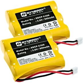 Synergy Digital Cordless Phone Batteries, Compatible with Lucent 3301 Cordless Phone, (Ni-CD, 3.6V, 900 mAh), Replacement for Vtech 80-5071-00-00 Battery, Combo-Pack Includes: 2 x SDCP-C308 Batteries
