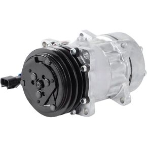 AC Compressor & 125mm 2 Groove V-Belt A/C Clutch Replaces Sanden SD7H15 4041 w/ 12v Coil & 2-Wire Clutch Switch - BuyAutoParts 60-04185NA New