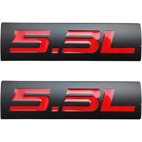 OnlyYou.X 5.3L Engine Emblem 5.3L Engine Badge 5.3L Engine Decal 5.3L Engine Sticker for Pickup and Car 2 Pieces Metal Black with Red